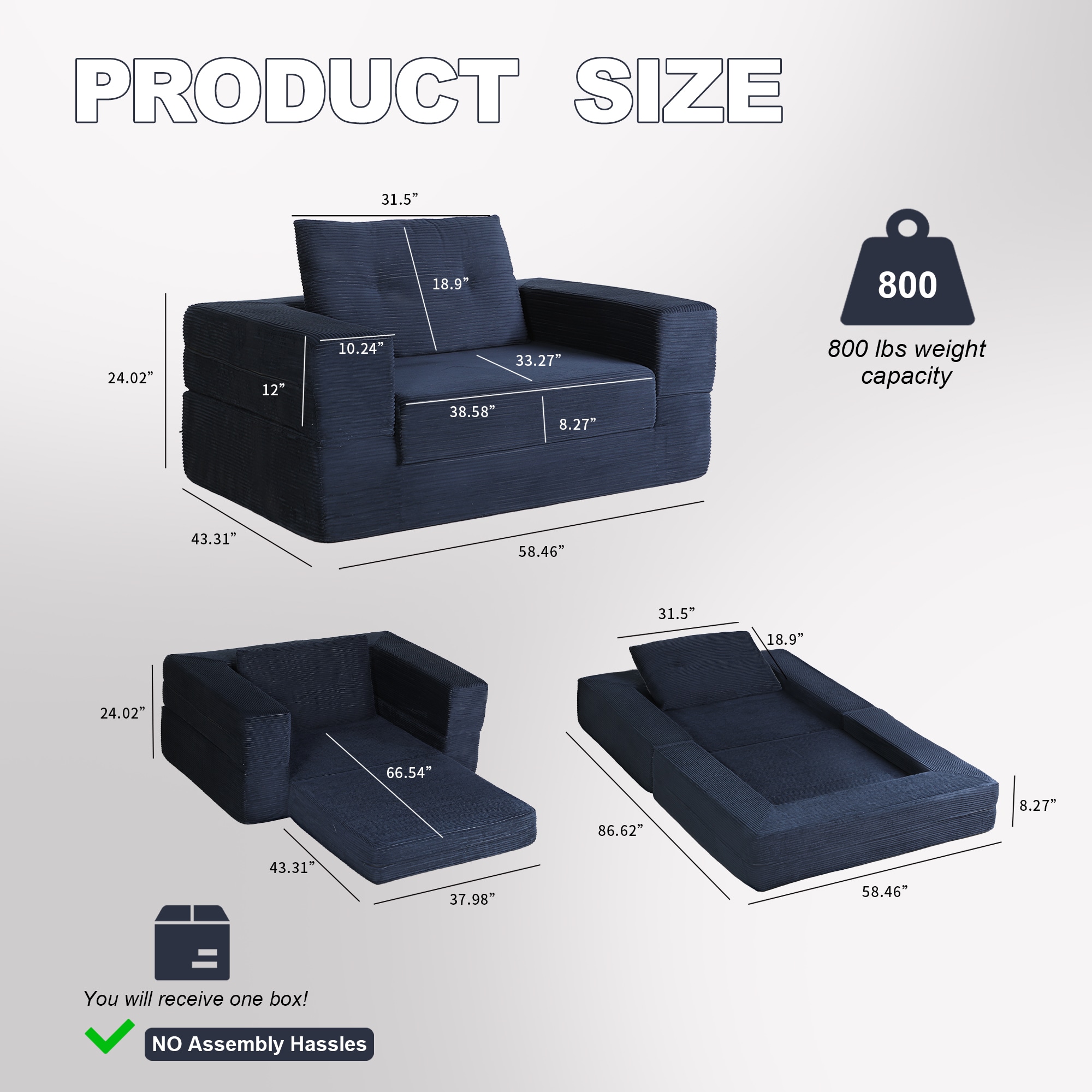 Orthopaedic Compression Sofa Bed For Adults And Pets Dark Blue_voghion.com